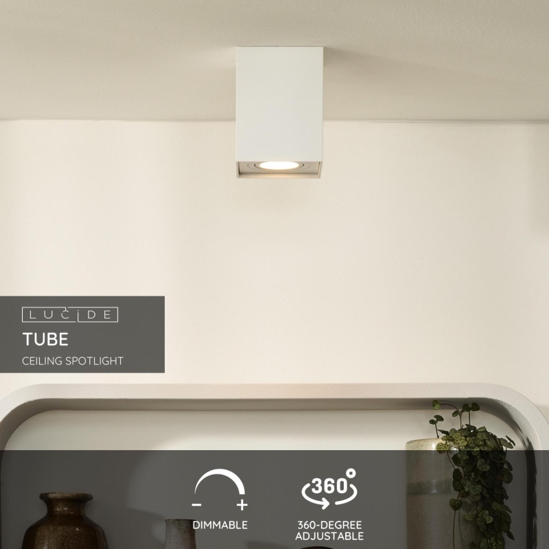 Lucide TUBE - Stropné bodové svietidlo - 1xGU10 - Biele